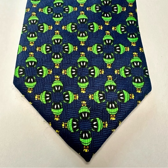 Vintage Martin the Martian Looney Tunes Green Black Classic Tie - Picture 2 of 5